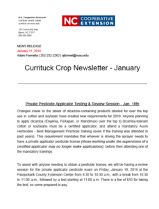 Cover photo for Currituck Crop News-January