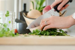 hand knife chopping herbs