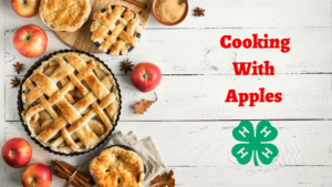 Image of Apple pie and Apples with the 4-H Logo