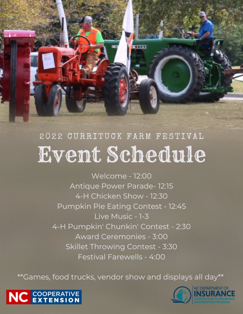 2022 Currituck Farm Festival Event Schedule from Noon - 4:00 p.m.