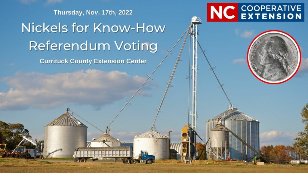 Flyer for nickels for know-how referendum voting. Flyer image set on grain elevators