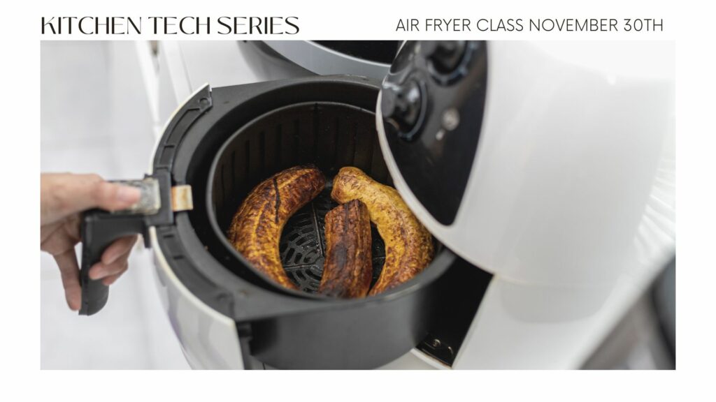 An air fryer is being used to prepare food 