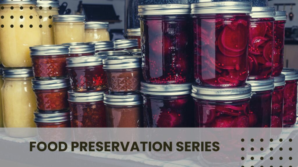 Jars of jams, jellies, and pickles