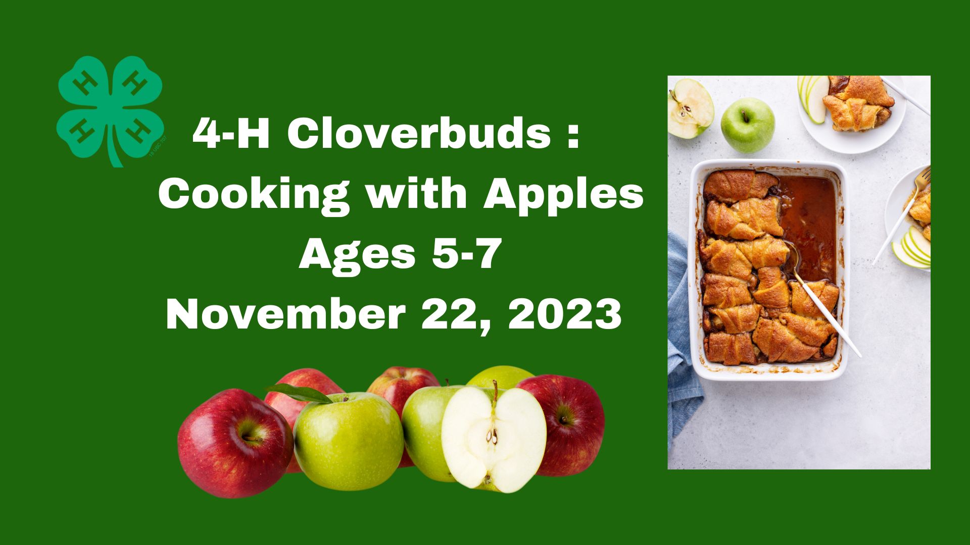 4-H cloverbuds cooking with apples flyer