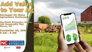 Barn and farm equipment with phone and graphs