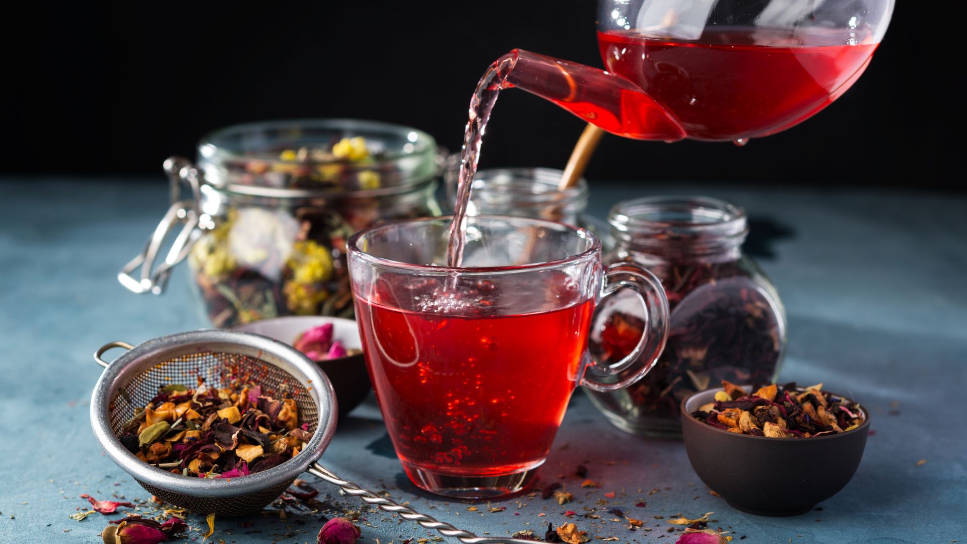 Tea being poured from a teapot