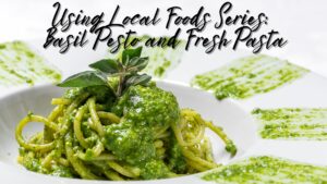 Basil pesto on pasta