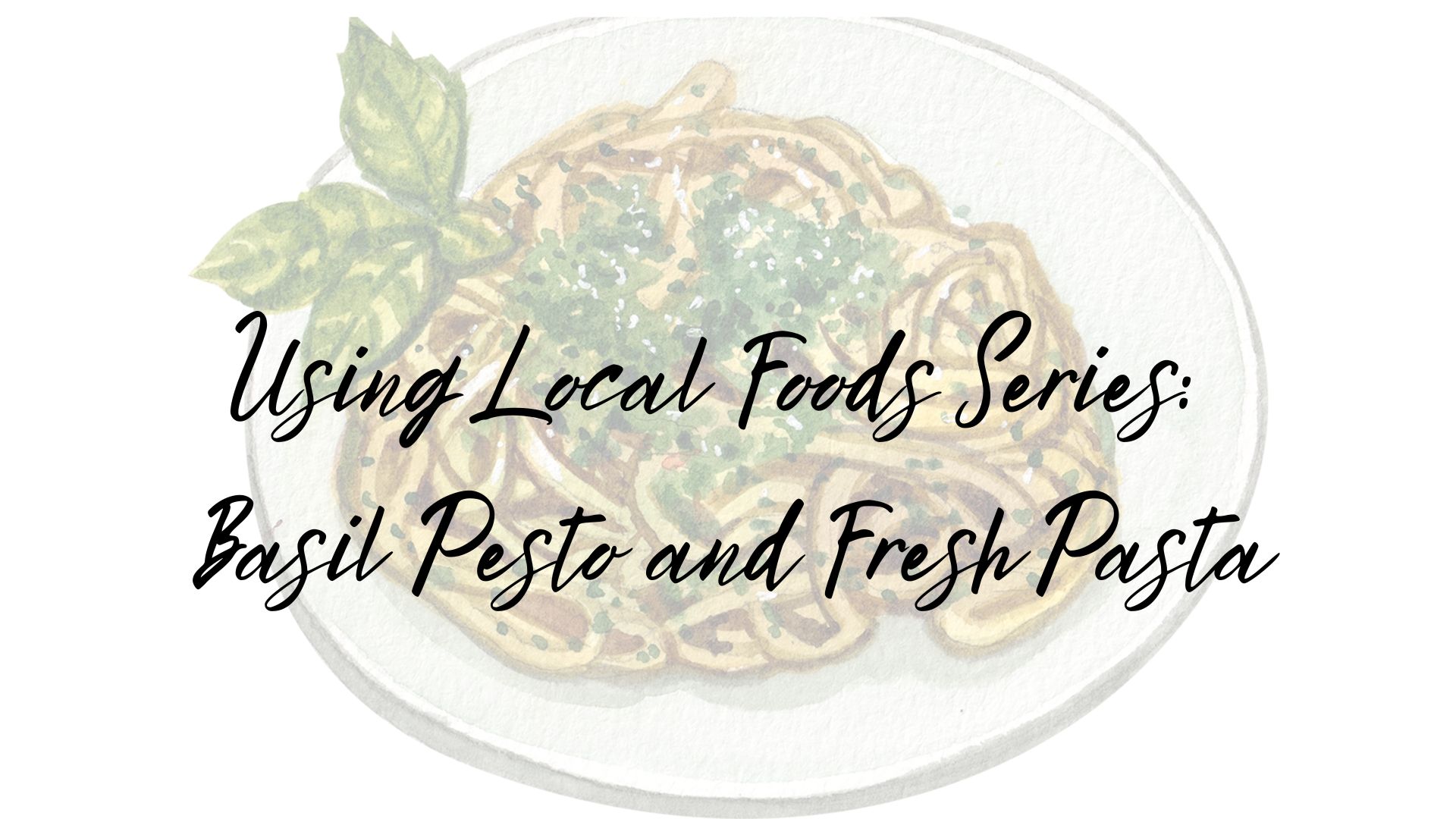 Fresh pasta and basil pesto on a plate